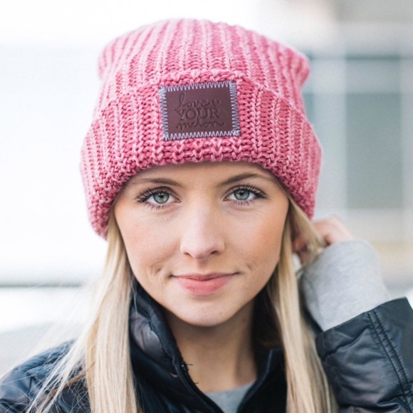 love your melon pink beanie